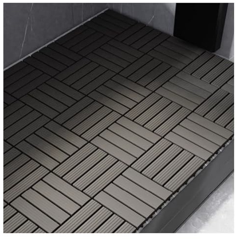 Tapis Piscine Dalle Sol Emboîtable avec Drainage Surélevé et Antidérapant Caillebotis Douche Salle Bain(Black)