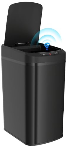 HOMCOM 12L Sensor Bin Compact Automatic Touchless Kitchen Bin Black | Stainless Steel, Motion Sensor, Fingerprint Resistant, Bathroom, Home Office, Gyms