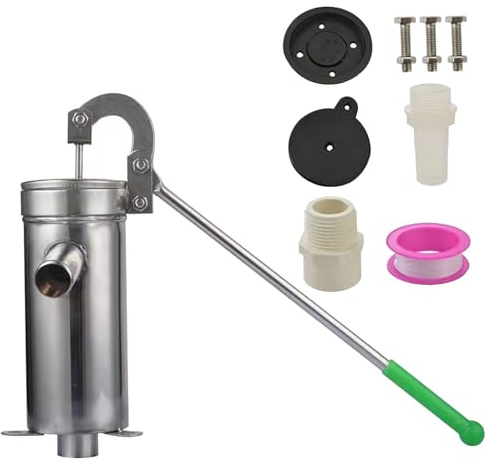 Pitcher Pump, Well Pump Stainless Steel 32.8ft Depth Hand Welded Leakproof Pitcher with Internal Thread Thickened Manual Water for Home Garden Yard, Hand Well