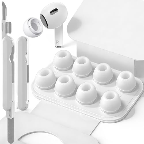 SIXFU 1 Größen der Silikontips Aufsätze für AirPod Pro und AirPods Pro 2 Aufsätze Ohreinsätze Tips mit Reinigungsset & Tragbarem Aufbewahrungskasten, Lärmreduzierung Loch(XS) - Weiß
