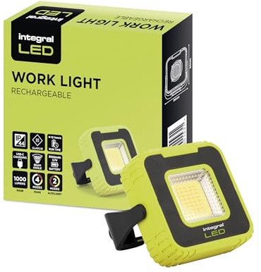 Integral LED wiederaufladbare Arbeitsleuchte (1000 + 60 lm) | 360° verstellbar | IP44 | Powerbank | Magnetisch + Stativ | Ideal für Camping, Angeln, Arbeit, draußen und drinnen
