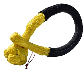Cuerda del Cabrestante, Grilletes sintéticos amarillos de 5mm x 80mm, fibra sintética for coche, grillete suave sintético Flexible, cuerda cabrestante, correas recuperación remolque