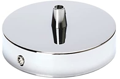 Baldachin Abdeckung (Ø 100 mm), Höhe 24 mm, Deckenbaldachin für Hängeleuchte, Lampenbaldachin inkl. Klemmnippel aus Metall, Chrom