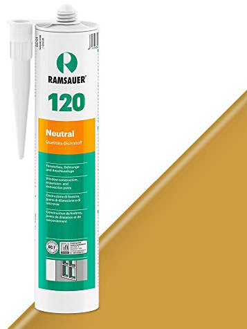 RAMSAUER 120 Neutral (Ockerbraun) - 310ml Kartusche, Silikon Dichtstoff zur Versiegelung von Einscheiben-, VSG-, & Isoliergläsern, haftet auf Holz, Glas, Metall, witterungsbeständig, elastisch
