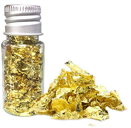 Macabolo 2 Pack 24 Karat Gold Dekorative Gerichte Essbare Grade Echtes Blattgold Schabin Flocken für Chef Art Pralinen Kuchen Dekorieren Tools (10ml)