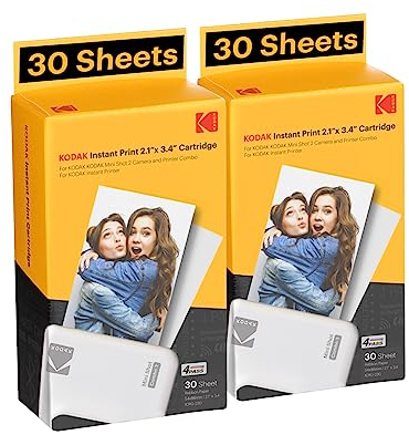 KODAK 60er Packung, Fotopapier, 54x86 mm, Patronen, All-in-One Papier- und Farbbandpatronen-Nachfüllung - Kompatibel mit Mini 2 und Mini Shot 2 Serie