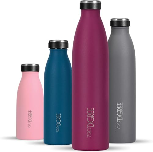 720°DGREE Edelstahl Trinkflasche “milkyBottle” - 750ml - BPA-Frei, Auslaufsicher, Kohlensäure geeignet - Thermosflasche für Sprudel, Sport, Uni, Schule, Fitness, Outdoor, Camping