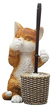 XXXXW Klassisches Design Toilettenbürstenhalter Kreative Katze Skulptur WC Reinigungsbürste Badezimmer Lange Griff Weiche Haarreinigungsbürste Haushalt Toilettenschüsselbürste Toilettenbürstenhalter