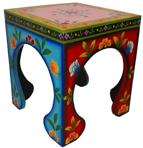 GURU SHOP Bemalter Kaffeetisch, Couchtisch - Klein, 40x33x33 cm