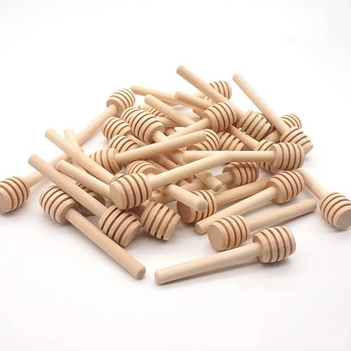 PIQIUQIU 30x Cuillères à Miel en Bois avec Son Grand Manche, Idéale pour Les Confitures ou Pot à Miel, Cuillère Bâtonnet Alimentaire avec Longue Baguette en Bois pour Mélanger