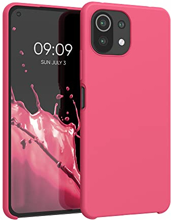 kwmobile Hülle kompatibel mit Xiaomi 11 Lite (5G) NE/Mi 11 Lite (5G) Hülle - Silikon Handy Case - Handyhülle weiche Oberfläche - kabelloses Laden - Awesome Pink