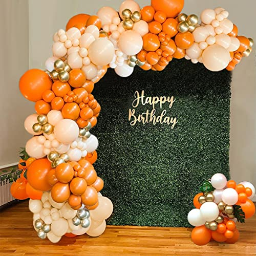 Orange Luftballons Bogen Girlande Kit, Orange Geburtstagsdeko Orange Luftballons Orange Beige Luftballons Orange Weiße Luftballons Metallisch Gold Luftballons für Party Dekoration