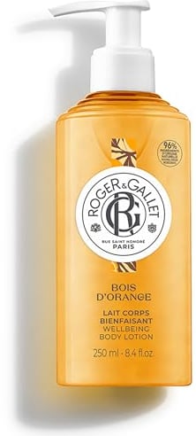 Roger&Gallet - Lait Corps Bienfaisant Bois d'Orange 250ml - Lait Corps Hydratant Parfumé - Beurre de Karité - 96% d'ingrédients d'origine naturelle