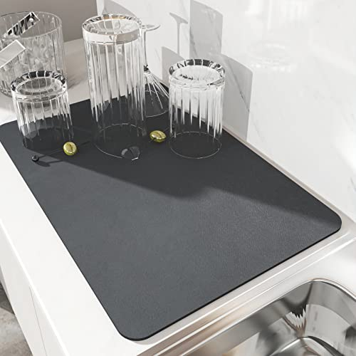 Dricar Draining Mat, Super Absorbent Kitchen Sink Drainer Mat, Quick Dry Dish Drainer Mat, Anti-Slip Draining Mat for Kitchen Counter (Grey/40x50cm)