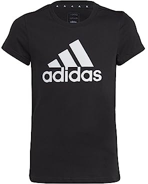 adidas Mädchen Essentials Big Logo Cotton Tee, Black/White, 11-12 Years