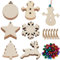 60Pcs Wooden Christmas Tree Decorations Christmas Krafts and Arts for Kids Toddlers DIY Xmas Wooden Ornaments Paint Decorate Your Own Christmas Decorations