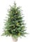 Pre-lit Mini Christmas Tree 90cm/3ft,190 Branches Tips Artificial Pine Xmas Tree with LED Lights & Burlap Wrapped Base Decorate for Tabletop