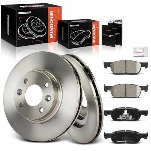 Frankberg Bremsensatz inkl. 2x Bremsscheiben + 4x Bremsbeläge Vorne Kompatibel mit S.a.n.d.e.r.o II Clio IV BH Logan MCV II Twingo III BCA BCM Replace# 410605536R