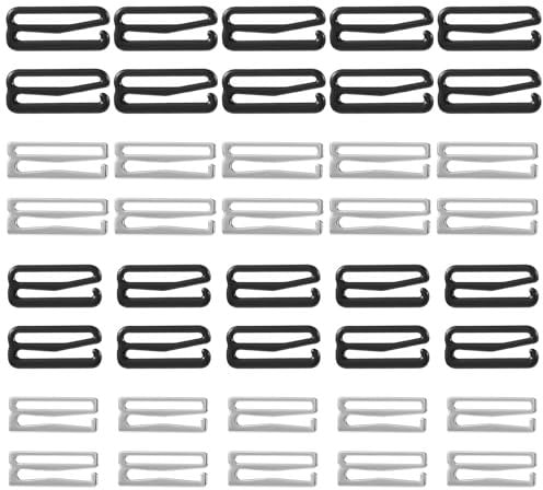 Molain 40 Pieces Swimsuit Bra Hooks Bra Strap Hook, Replacement Bra Strap Slide Hook Metal for Swimsuit Tops and Lingerie, Adjustment Slides Bra Clasp Dress Strap Shortener 2 Sizes 20 mm, 25 mm