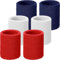 Willbond Schweißbänder für Sport, Tennis, Wettbewerbe, saugfähige Schweißbänder für Basketball, Tennis, Fußball, Laufen, Arbeiten, 6 Stück (Rot, Weiß, Marineblau)