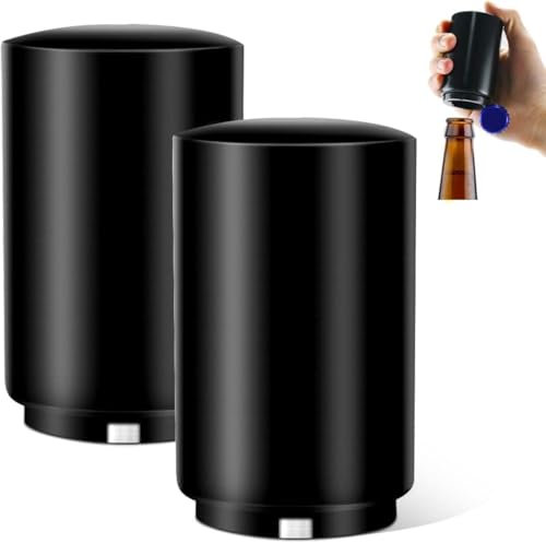 MSIHEY Abrebotellas automático con imán para abrir botellas de cristal, abrebotellas de presión, abridor de cápsulas negro mate