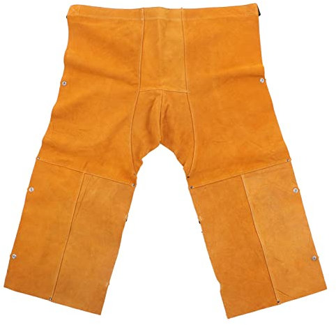 Zoeyilan Welding Safety Chaps Leather Apron, Chainsaw Apron Chaps, Adjustment Split Leg Fire Wear Resistant Protective Apparel, Split Leather, for Welding Protection (Yellow)