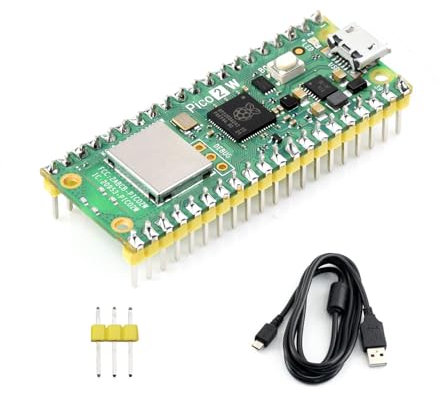 Waveshare Pi-Pico-2-W-M Package, RPi Official Pico 2 W Microcontroller Board with Pre-Soldered Header (Mono), RP2350 Chip, Dual-Core & Dual-Architecture Design, Supports WiFi & BT5.2