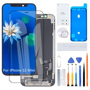 H&LYCYJ Écran LCD de rechange pour iPhone 12 Mini A2399 A2176 A2398 A2400 3D Touch Full HD Écran tactile ID Digitizer Cadre de montage, adhésif imperméable, kits de réparation