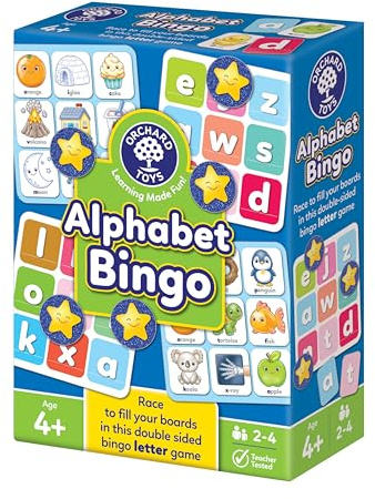 Orchard Toys Alphabet Bingo, Educational Early Learning Game for Letter Recognition and Phonics, 4 Ways to Play, Ages 4+