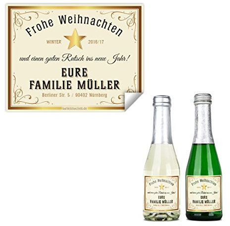Weihnachtskarten als Flaschenetikett (10 Stück) – Sekt Klein - Sektetikett selbstklebend