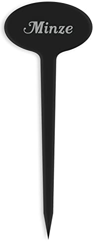 GRAVURZEILE Pflanzenschilder mit Gravur - Minze - Stilvolle Kräuterschilder aus schwarzem Acryl für den Garten - Kräuterstecker geeignet für Beet & Kräutergarten - Farbe: Minze