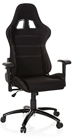 hjh OFFICE Gaming-Stuhl Game Force Stoff Schwarz Sportsitz ergonomisch mit Armlehnen und Kopfstütze, Höhenverstellbar, Zocker-Sessel