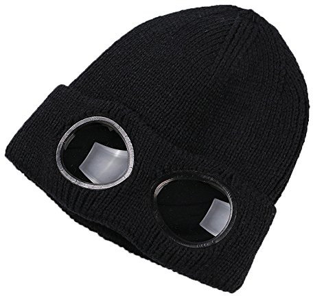 MansWill Unisex Wool Knitted Goggles Beanie, Warm Winter Stylish Hat Autumn Outdoor Sports Cap Fashion Womens Indoor Leisure Heat Keeper Ear Snow Cold Protector