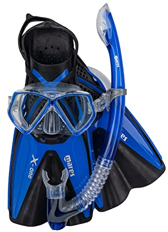 Mares Aquazone Set X-One Pirate, Set bestehend aus Maske, Schnorchel und Flossen für Kinder/Jugendliche, Unisex, Blau, S