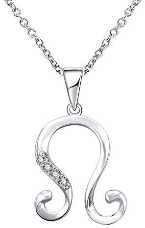 AoedeJ Women 925 Sterling Silver 12 Constellation Zodiac Sign Astrology CZ Pendant Necklace Birthday Gifts (Leo)