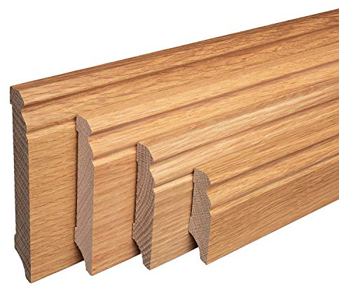 Sockelleiste Massiv Holz Eiche natur lackiert Hamburger Berliner Profil 40mm
