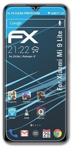 atFoliX Lámina Protectora de Pantalla compatible con Xiaomi Mi 9 Lite Película Protectora, ultra transparente FX Protector Película (3X)