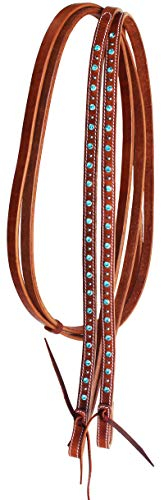 CHALLENGER Horse Western 6683TR Hundegeschirr, Leder, geteilte Zügel mit türkisen Strasssteinen