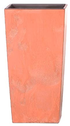 PROSPERPLAST Urbi Square Effect Pot haut 19L plastique avec deposit 44,9x24x24 cm Terracotta