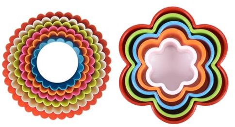 Lot de 12 emporte-pièces en plastique pour pâte à biscuits, muffins (multicolore, rond + prune)