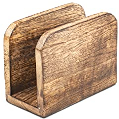 Samhita Burning Finish Porte-serviettes en bois de manguier pour cuisine, distributeur de serviettes en papier, maison, fête, restaurant, hôtel, café, bar (14 x 6,3 x 10,2 cm)