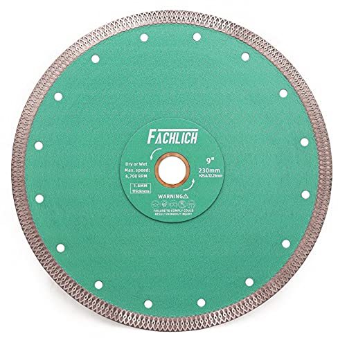 FACHLICH Diamant Trennscheibe 230MM Turbo Mesh Diamantklinge mit X Felgensegment für Hart Keramik Porzellan Fliesen Granit