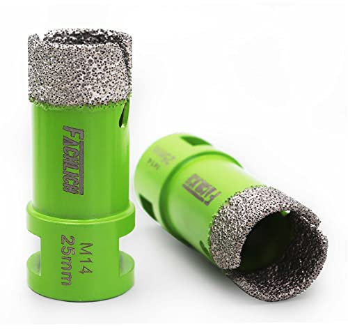 FACHLICH Diamond Core Drill Bits 25mm Porcelain Hole Saw 2pcs Vacuum Brazed for Porcelain Tile Ceramic Granite Marble