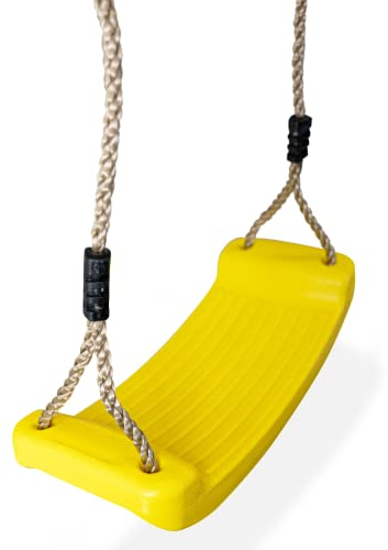 HOQ Sedile a dondolo regolabile – altalena per bambini antiscivolo resistente alle intemperie – Accessori da giardino e parco giochi – Per interni ed esterni – Giallo
