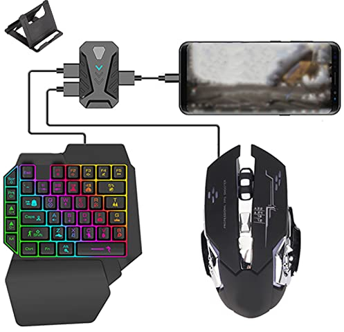 Kabelverbindung Gamepad Tastatur Maus Konverter Set für PUBG Android, Tastatur und Maus Konverter Handy Tastatur Maus Adapter für Android System(Lite+F6+G2 mischen)