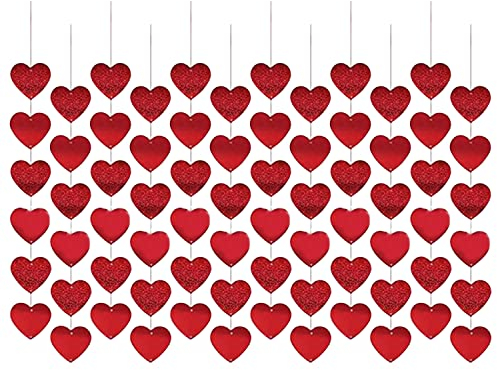 Runstarshow Girlande Deckenhänger Herz Papier Banner Glänzende Dekoration für Valentinstag Geburtstag Party Hochzeit Verlobung Deckendeko Wanddeko (12 Ketten)