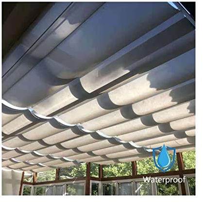 AOTNZ Erweiterbar Wasserdicht Sonnensegel, Schieben Sie Auf Draht Einziehbar Schattenabdeckung, UV-Block Markise Vordach Zum Draussen Terrasse Garten Polyester, 56 Größen, Weiß, 0.5x3m