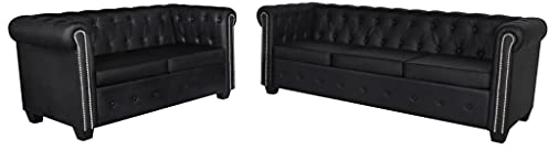 Hommdiy Chesterfield Sofa Couch 2-& 3-Sitzer Kunstleder Wohnmöbel Polstergarnitur