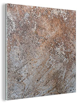 MuchoWow Glasbild Glasfoto Wandbild Bilder Deko 20x20 cm Rost - Schiefer - Retro