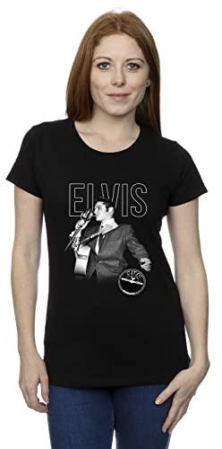 Absolute Cult Elvis Women's Logo Portrait T-Shirt Black Medium